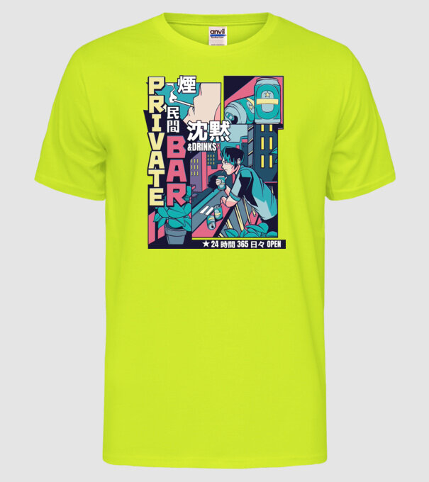 Anime Vaporwave benzi desenate model galben neon pe tricou