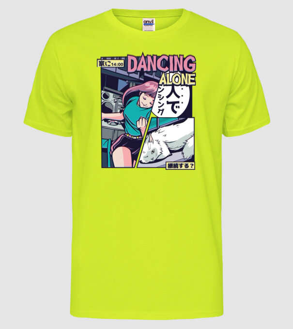 Anime Vaporwave benzi desenate model galben neon pe tricou