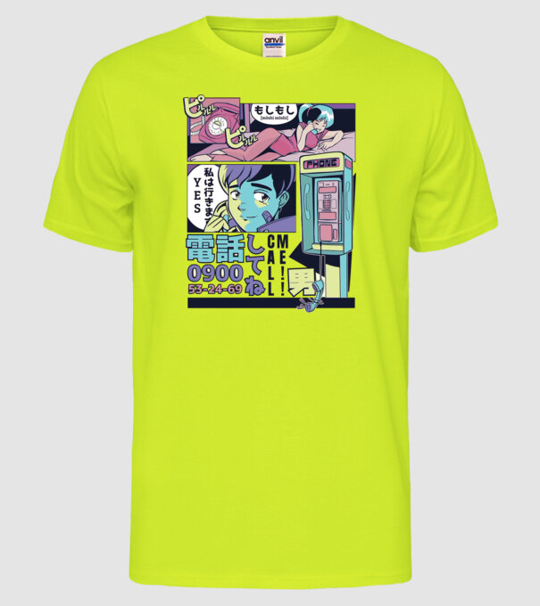 Anime Vaporwave benzi desenate model galben neon pe tricou