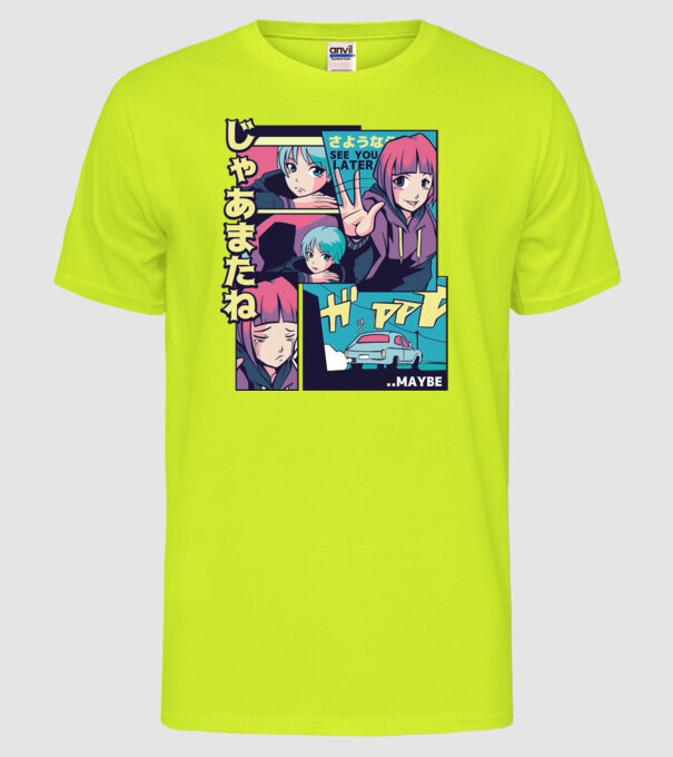 Anime Vaporwave See you Later model galben neon pe tricou