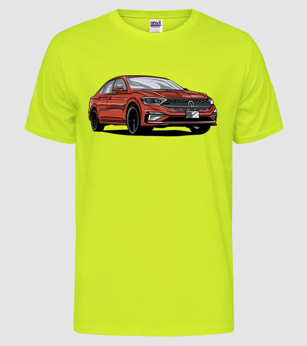 Mașină model galben neon pe tricou