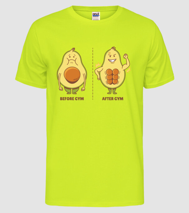 Antrenament Avocado model galben neon pe tricou