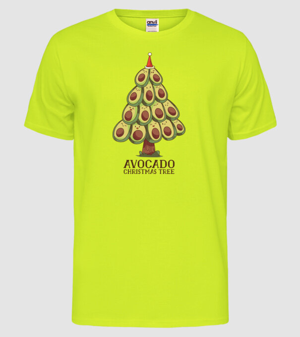 Pom de Crăciun Avocado model galben neon pe tricou