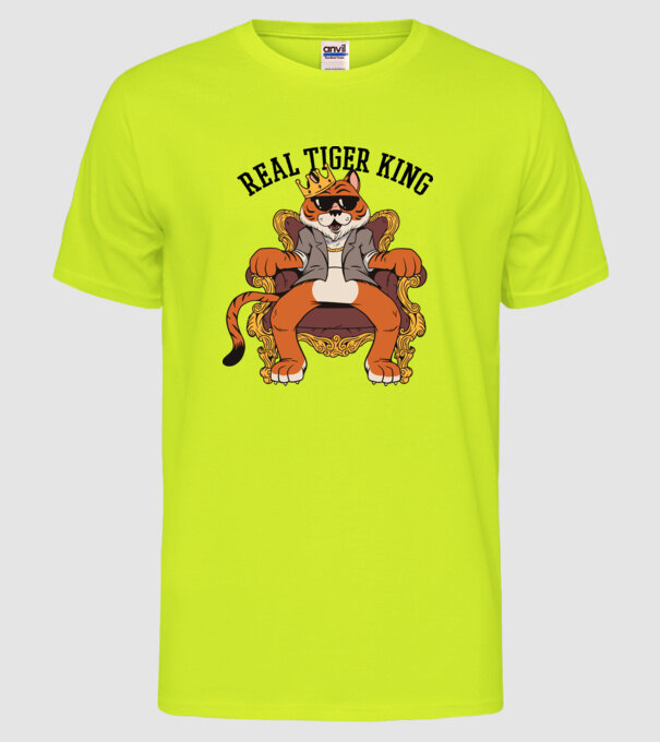Adevăratul Rege Tigru model galben neon pe tricou