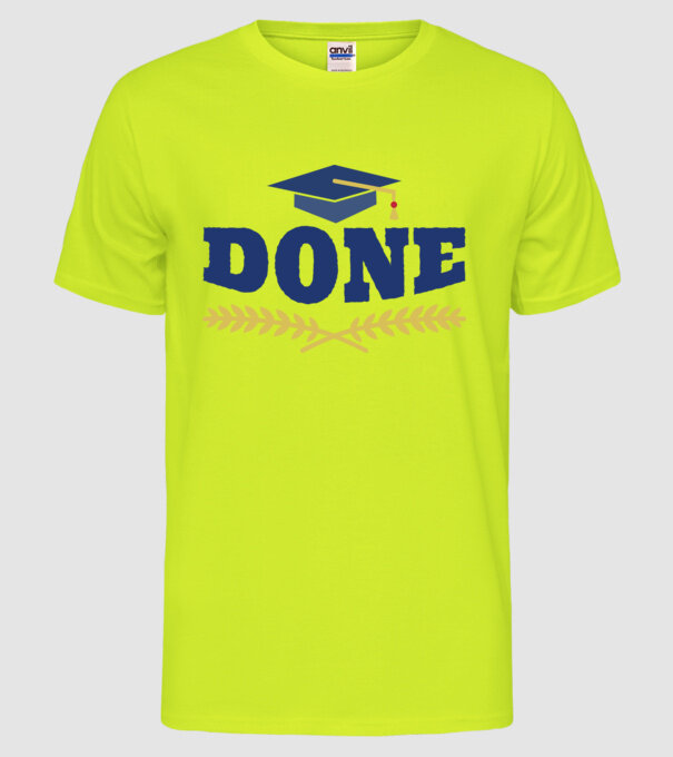 Absolvire Finalizată model galben neon pe tricou