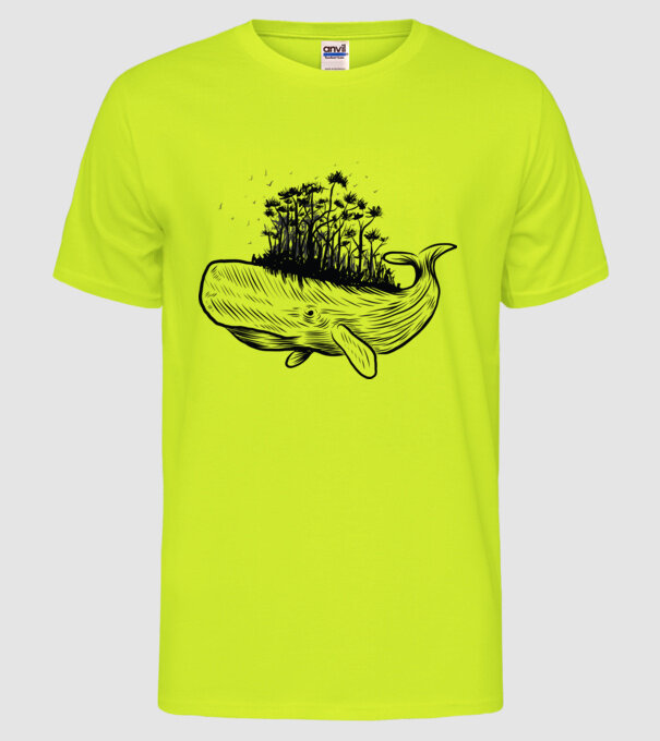 Balenă Natură model galben neon pe tricou