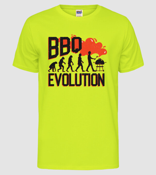 BBQ Evoluție Grătar model galben neon pe tricou