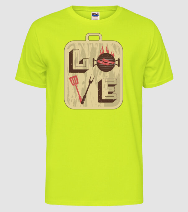 Dragoste BBQ model galben neon pe tricou