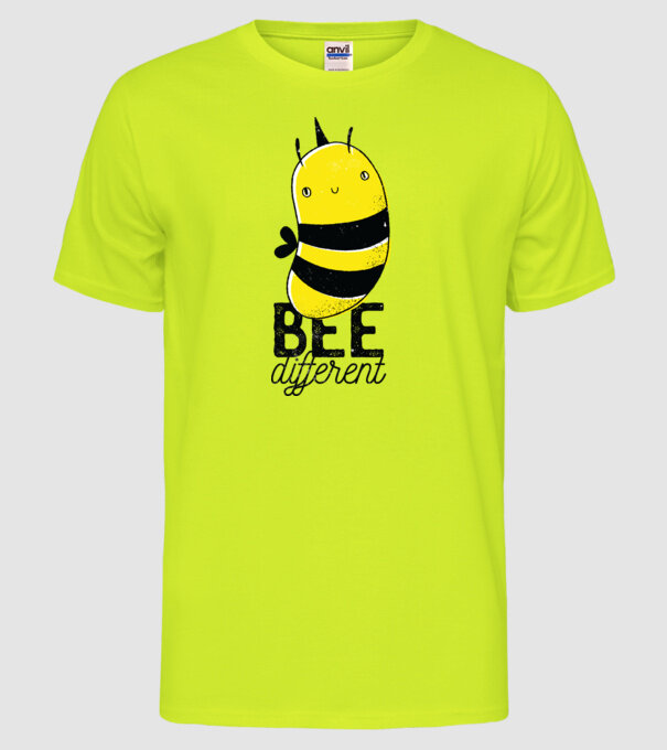 Bee different tricou albinuță model galben neon pe tricou