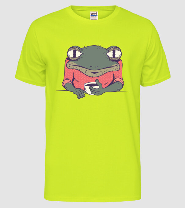Broască Cafea model galben neon pe tricou
