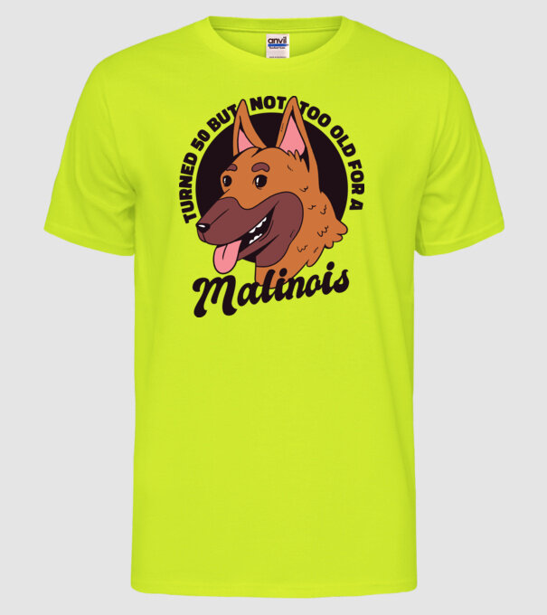 Câine ciobănesc belgian model galben neon pe tricou