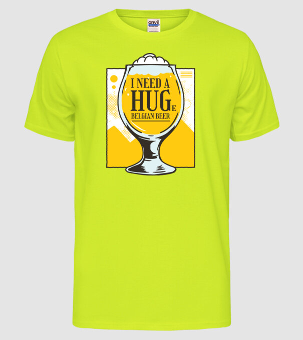 Bere belgiană model galben neon pe tricou