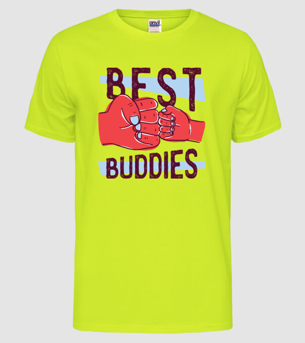 Best Buddies - Cei mai buni prieteni model galben neon pe tricou