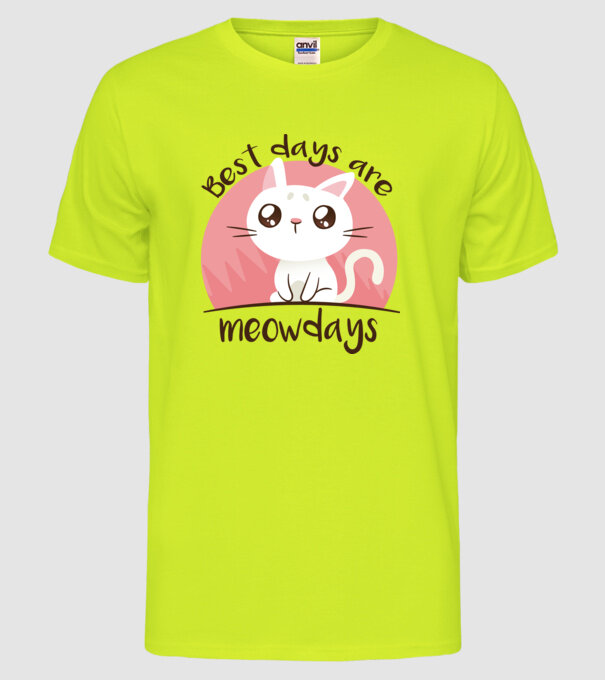 Best days are Meowdays model galben neon pe tricou