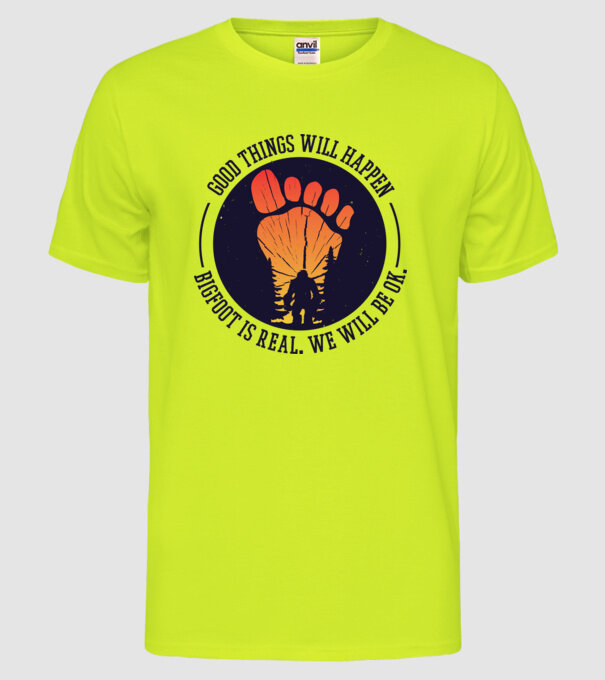 Bigfoot is real model galben neon pe tricou
