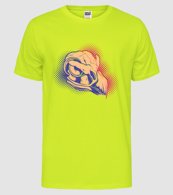 Bird skull model galben neon pe tricou