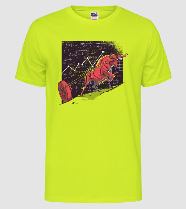 Taur Bitcoin model galben neon pe tricou