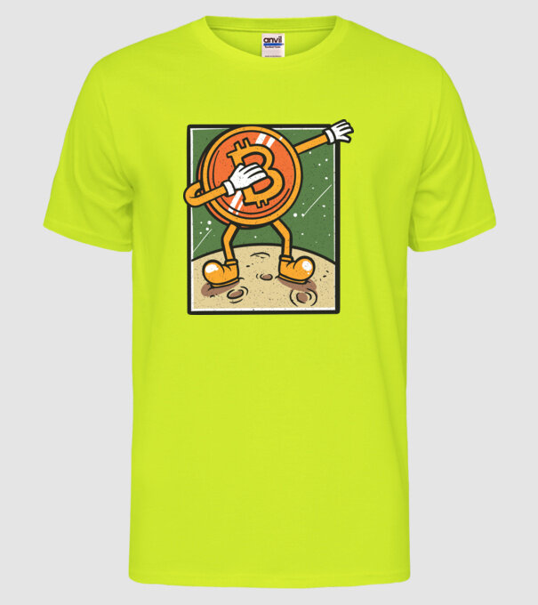 Bitcoin DAB model galben neon pe tricou