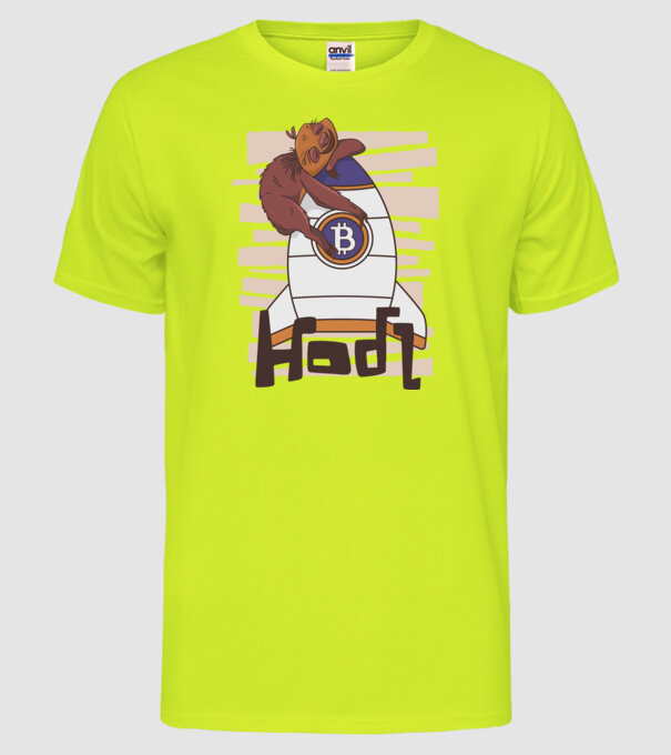 Bitcoin Hodl Leneș model galben neon pe tricou