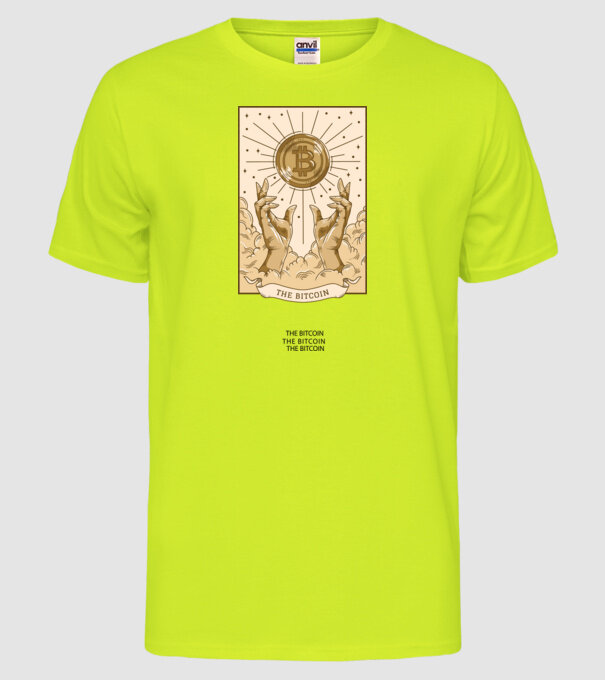 Religie Bitcoin model galben neon pe tricou