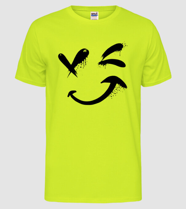 Emoji fericit Râs model galben neon pe tricou