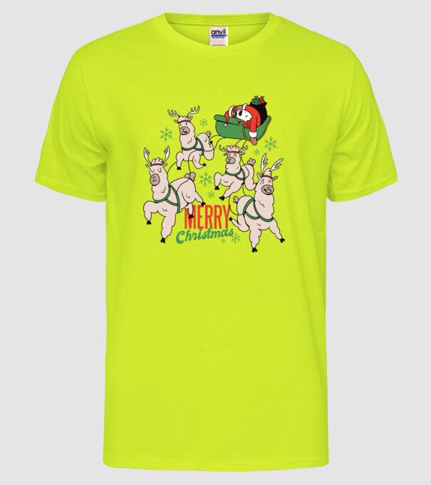 Crăciun Fericit Moș Crăciun Leneș model galben neon pe tricou