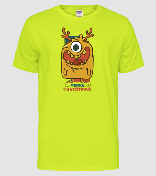 Crăciun Fericit Monstru model galben neon pe tricou