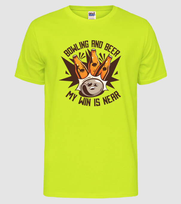 Bowling și bere model galben neon pe tricou