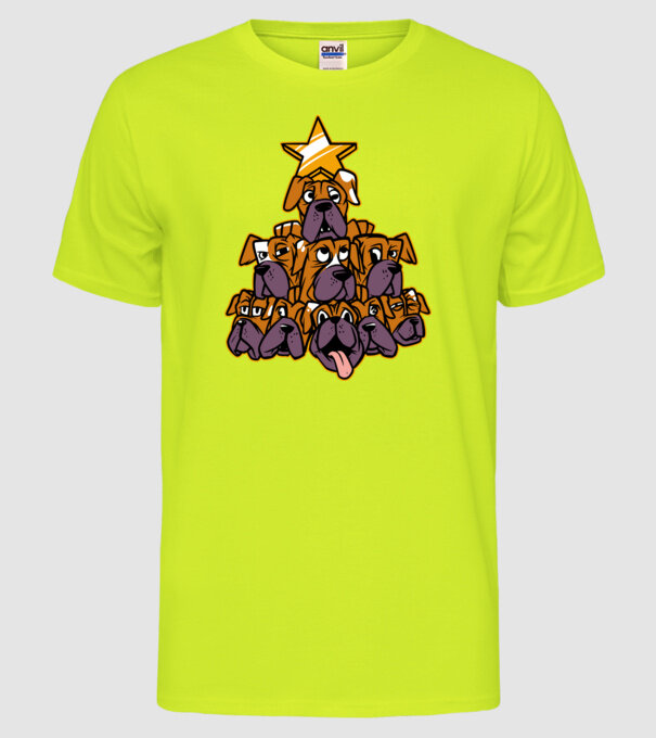Pom de Crăciun Boxer model galben neon pe tricou