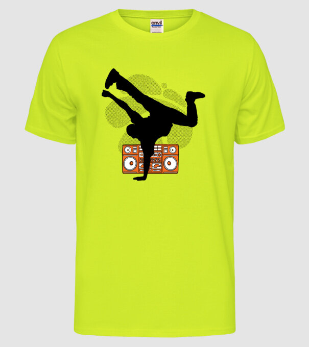 Dansator Break model galben neon pe tricou