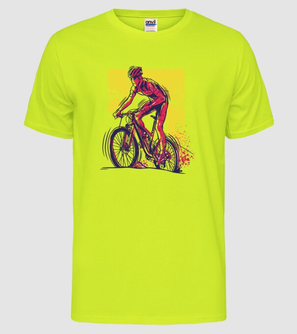 Ciclist model galben neon pe tricou