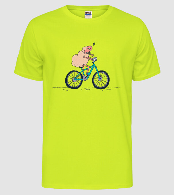 Miel cu bicicletă model galben neon pe tricou