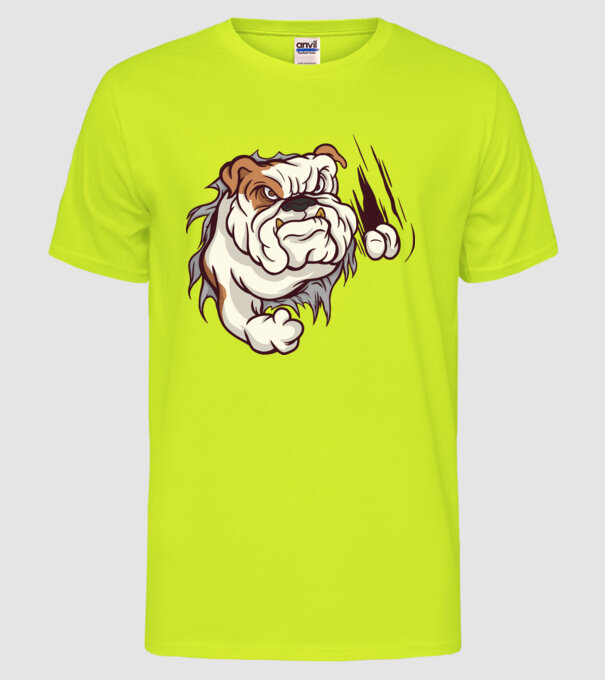Bulldog model galben neon pe tricou