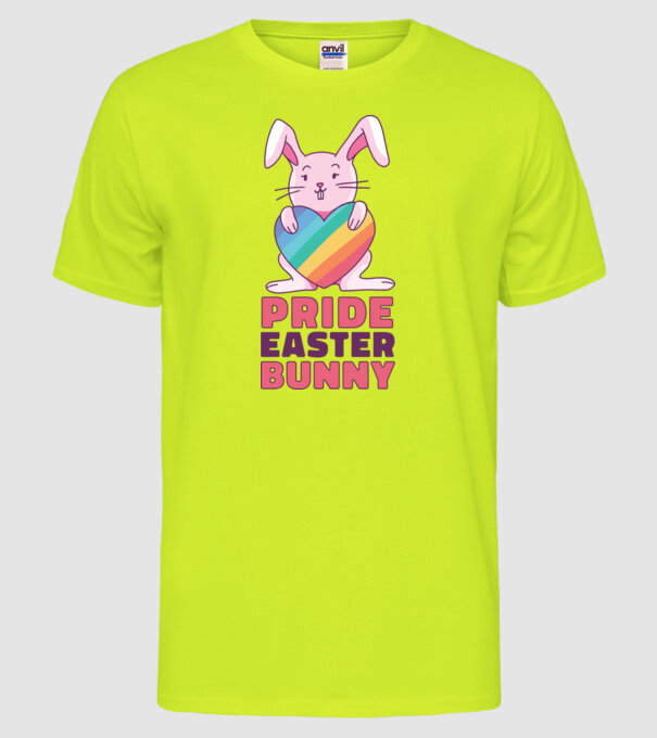 Iepurașul de Paște mândru model galben neon pe tricou