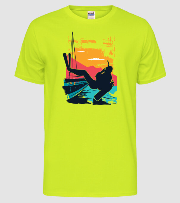 Tricou Scafandru Retro model galben neon pe tricou