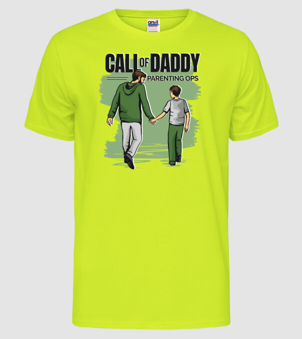 Call of Daddy - Pentru tata model galben neon pe tricou