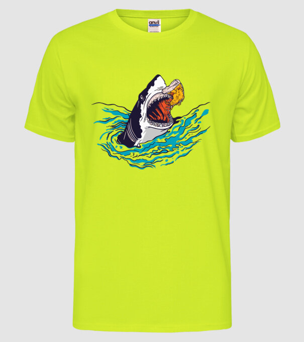 Rechin Pizza model galben neon pe tricou