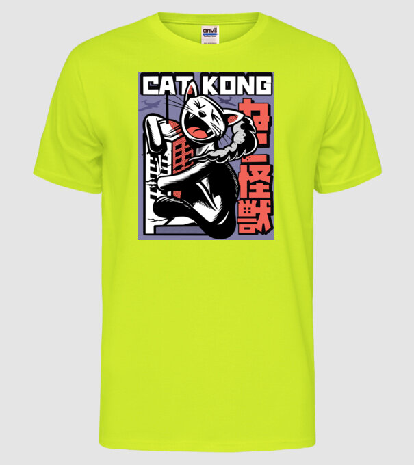 Cat Kong model galben neon pe tricou
