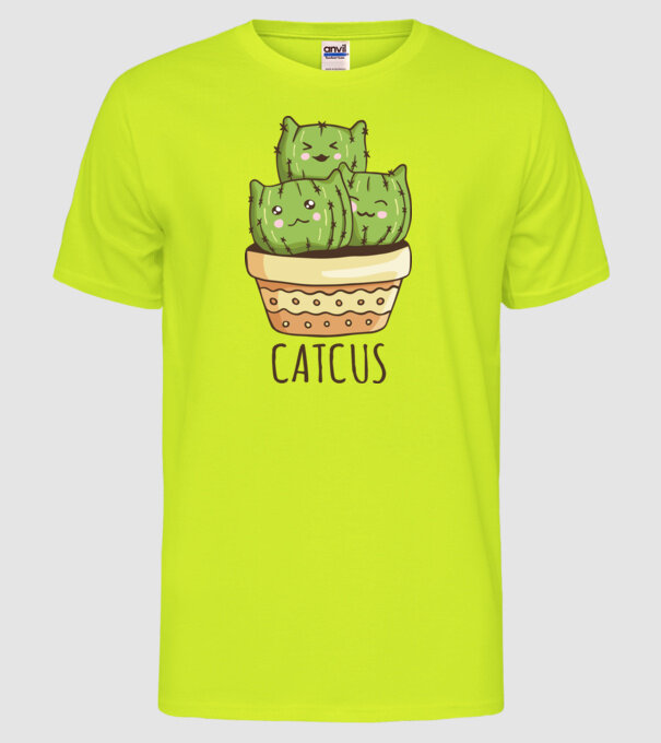 Catcus Pisică Cactus model galben neon pe tricou