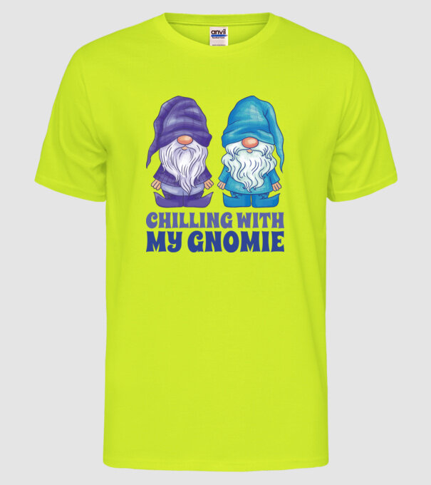 Chilling with my Gnomie model galben neon pe tricou