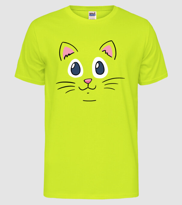 Cap pisică model galben neon pe tricou