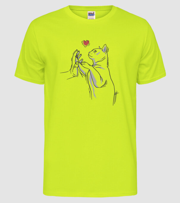 Prietenie Pisică Cal model galben neon pe tricou