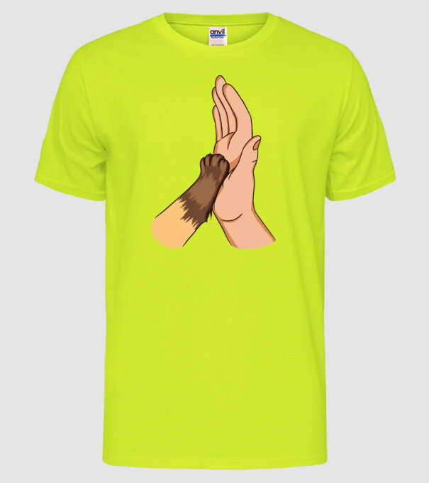 Labă de Pisică model galben neon pe tricou