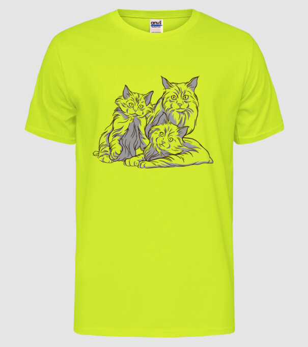 Pisicuțe model galben neon pe tricou