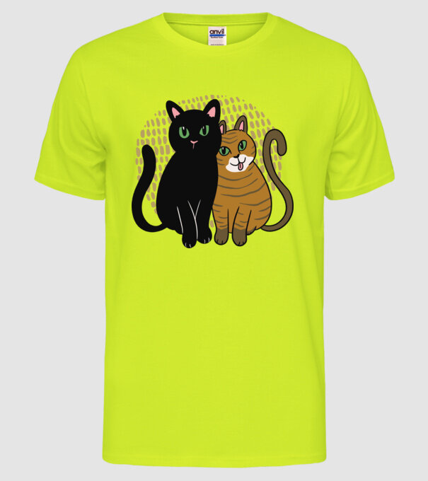 Pisicuțe ghemuite model galben neon pe tricou