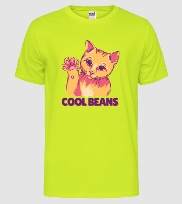 Cool Beans - talpă pisică model galben neon pe tricou