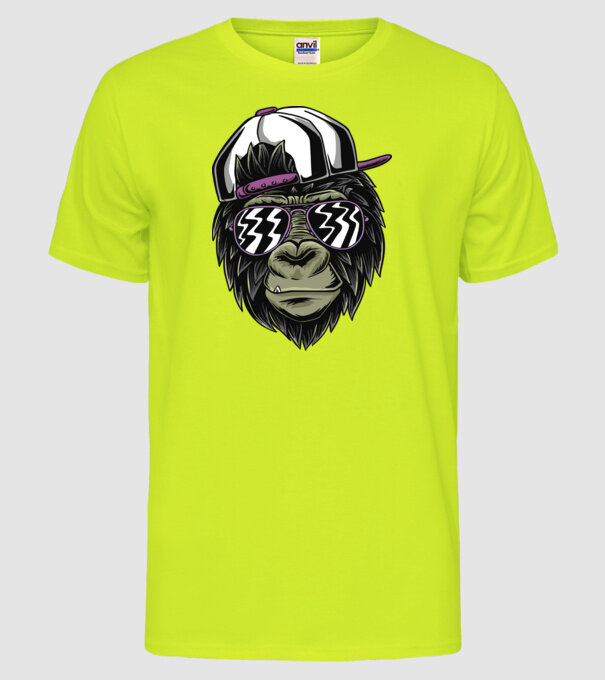 Cool Monkey model galben neon pe tricou