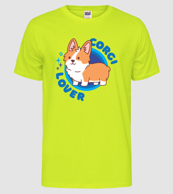 Corgi Lover model galben neon pe tricou
