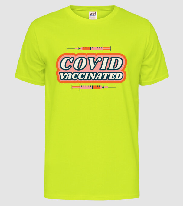 Vaccin Covid model galben neon pe tricou