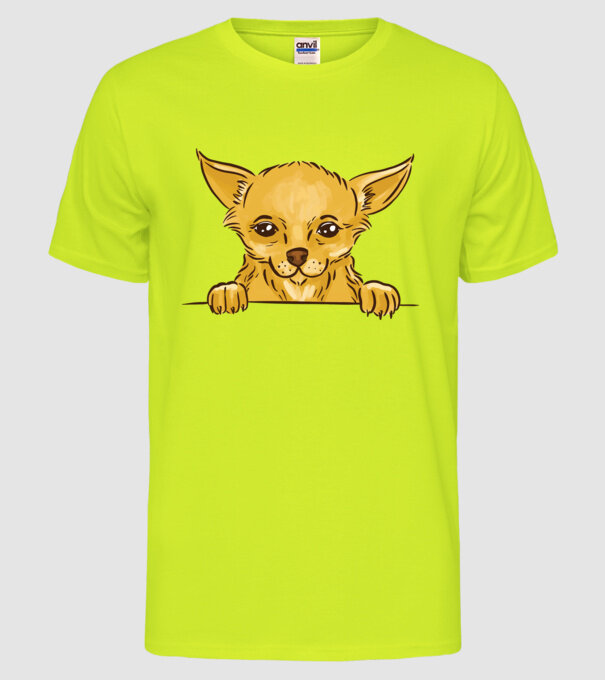 Cap de Chihuahua model galben neon pe tricou